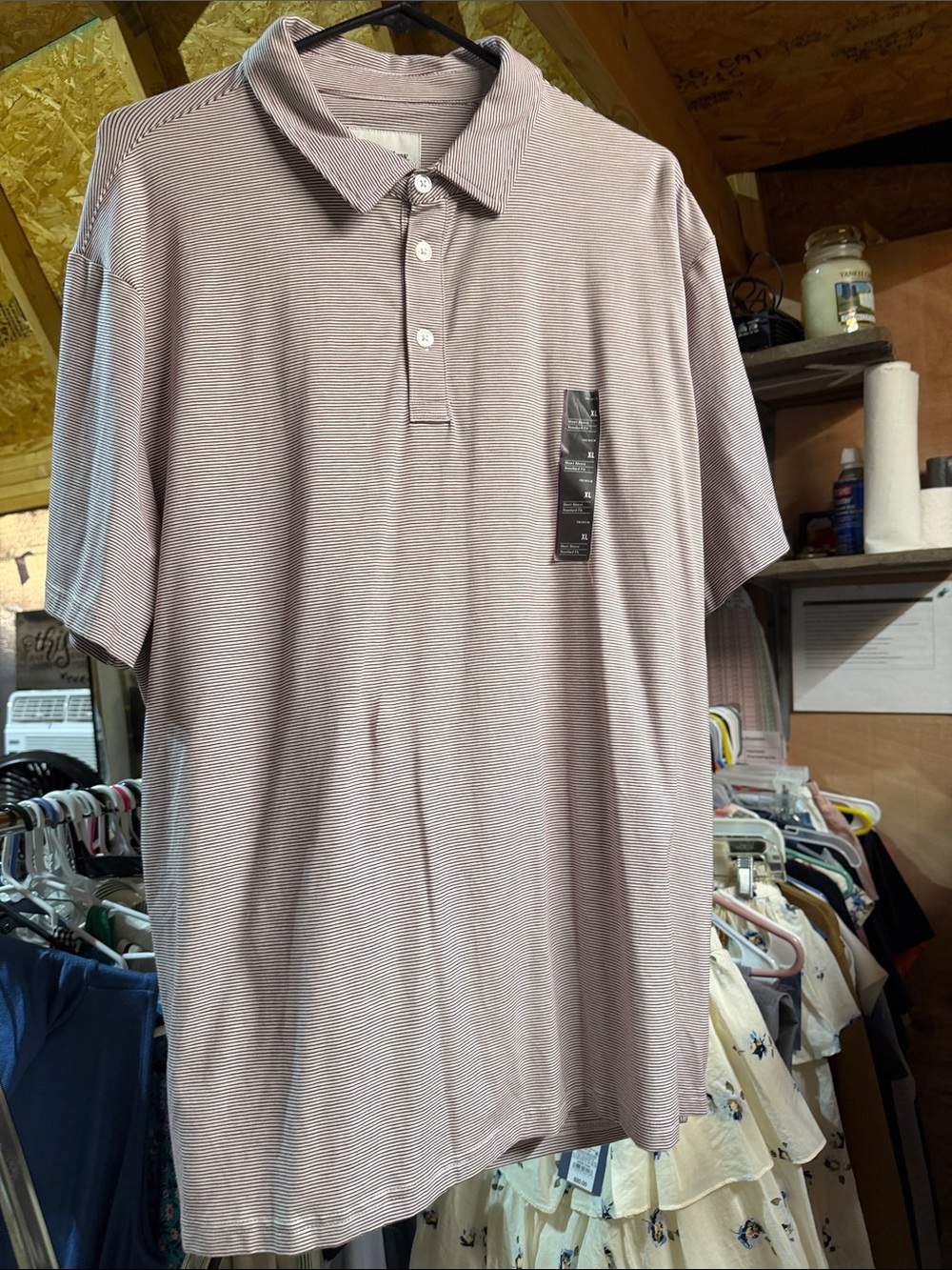 Goodfellow & Co Taupe Micro-Striped Polo